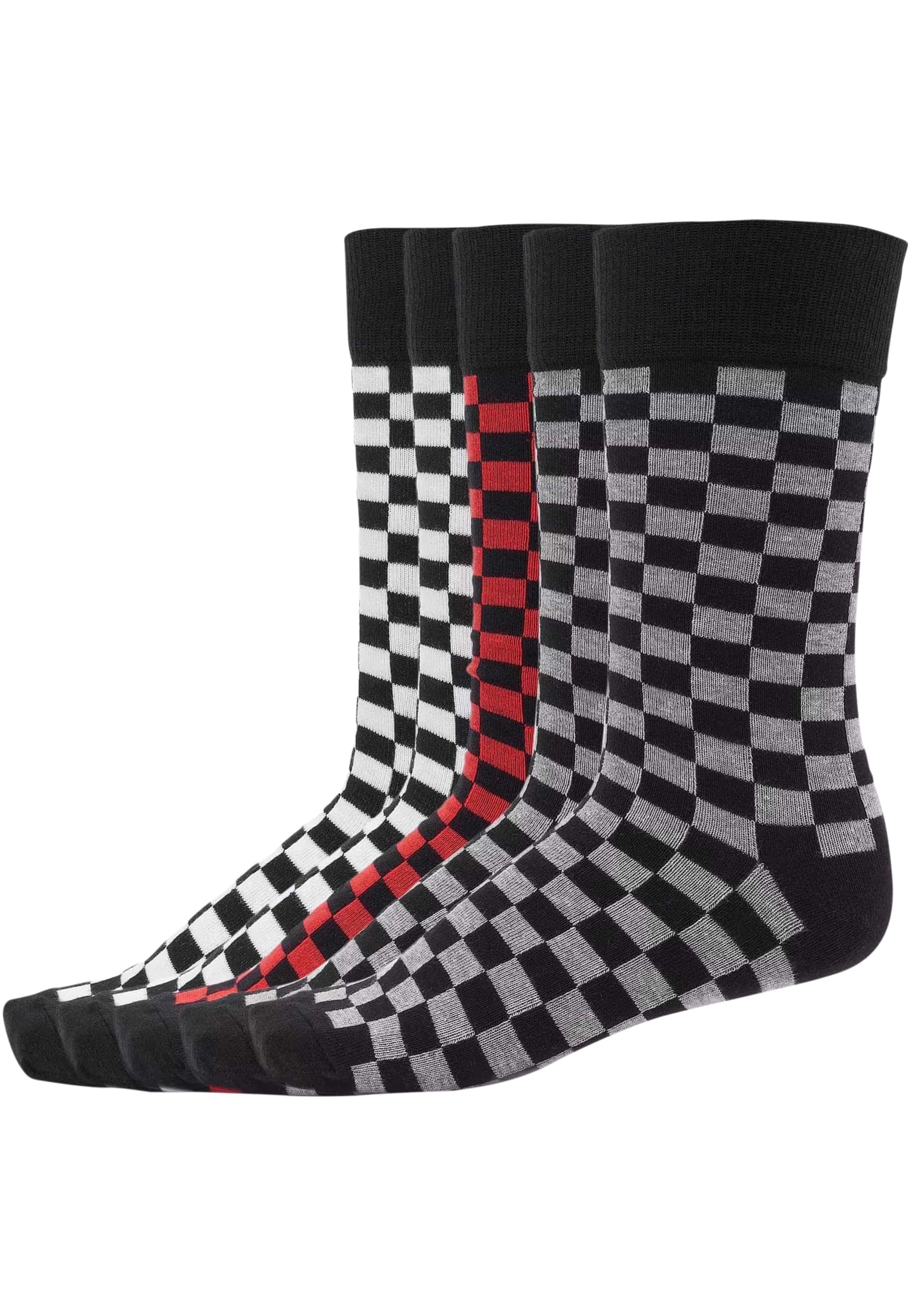Urban Classics Unisex Socken Check Socks 5-Pack Socks, Blk/H.Grey/White, 35-38