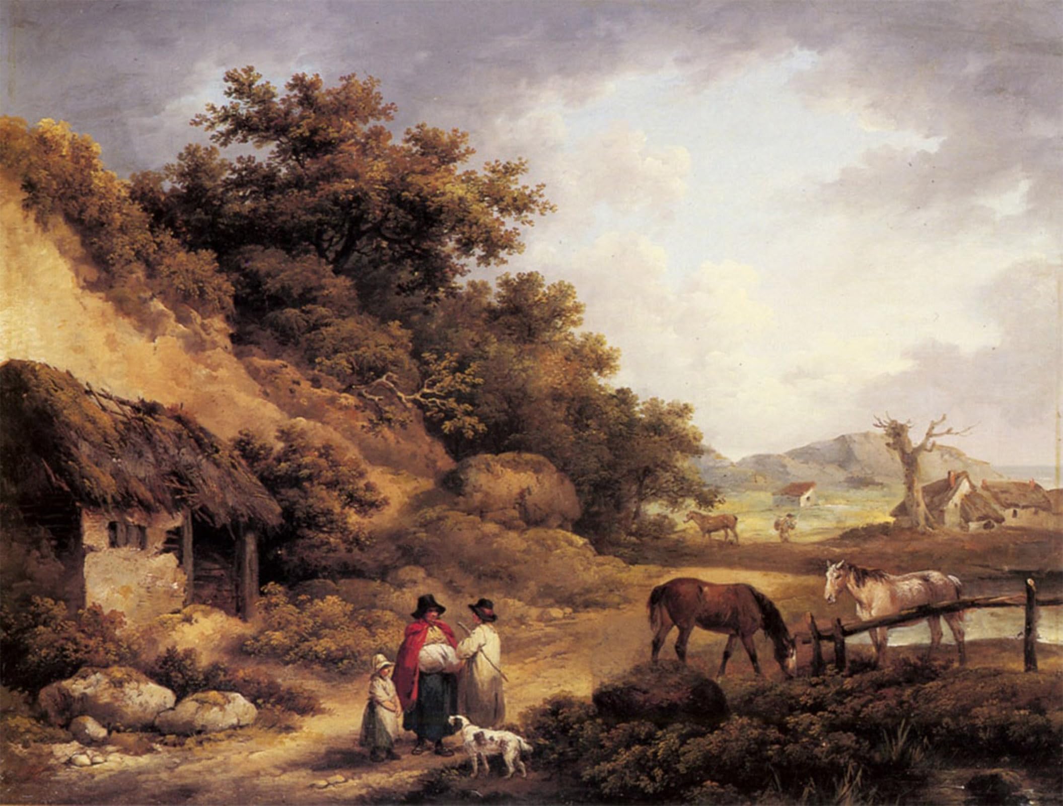 ARTXLXXBN Famous Prints Artwork Pictures Poster Painting Art Wayside Gossips George Morland Artwork Landscape Pictures for Home Decor 60x90cm