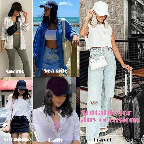 Miniatura 6 de Sombrero con extensiones de cabello ondulado natural adjuntas para mujer, gorra de béisbol, peluca corta rosa claro, peinado Bob ajustable (rosa)