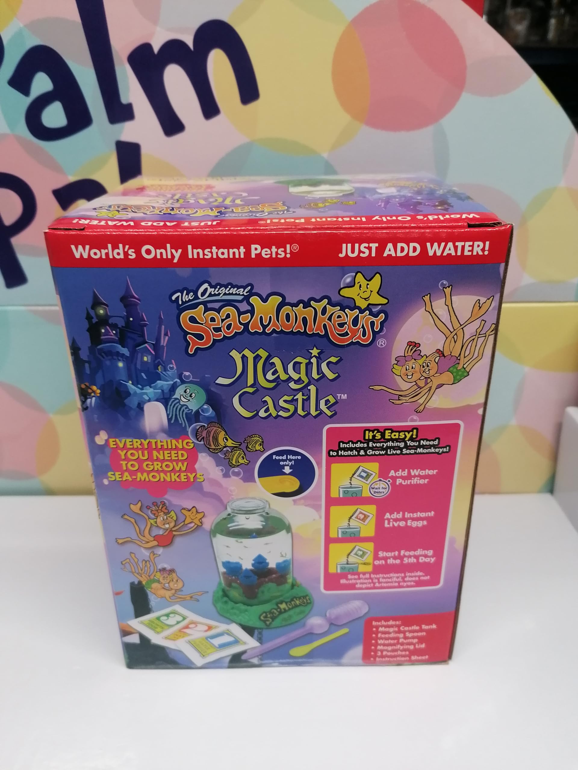 Oryginalny zestaw naukowy Sea Monkeys - Magic Castle - Grow Your Own Pets Science Kit - zawiera jajka, karmę i filtr do wody (opakowanie może się różnić)