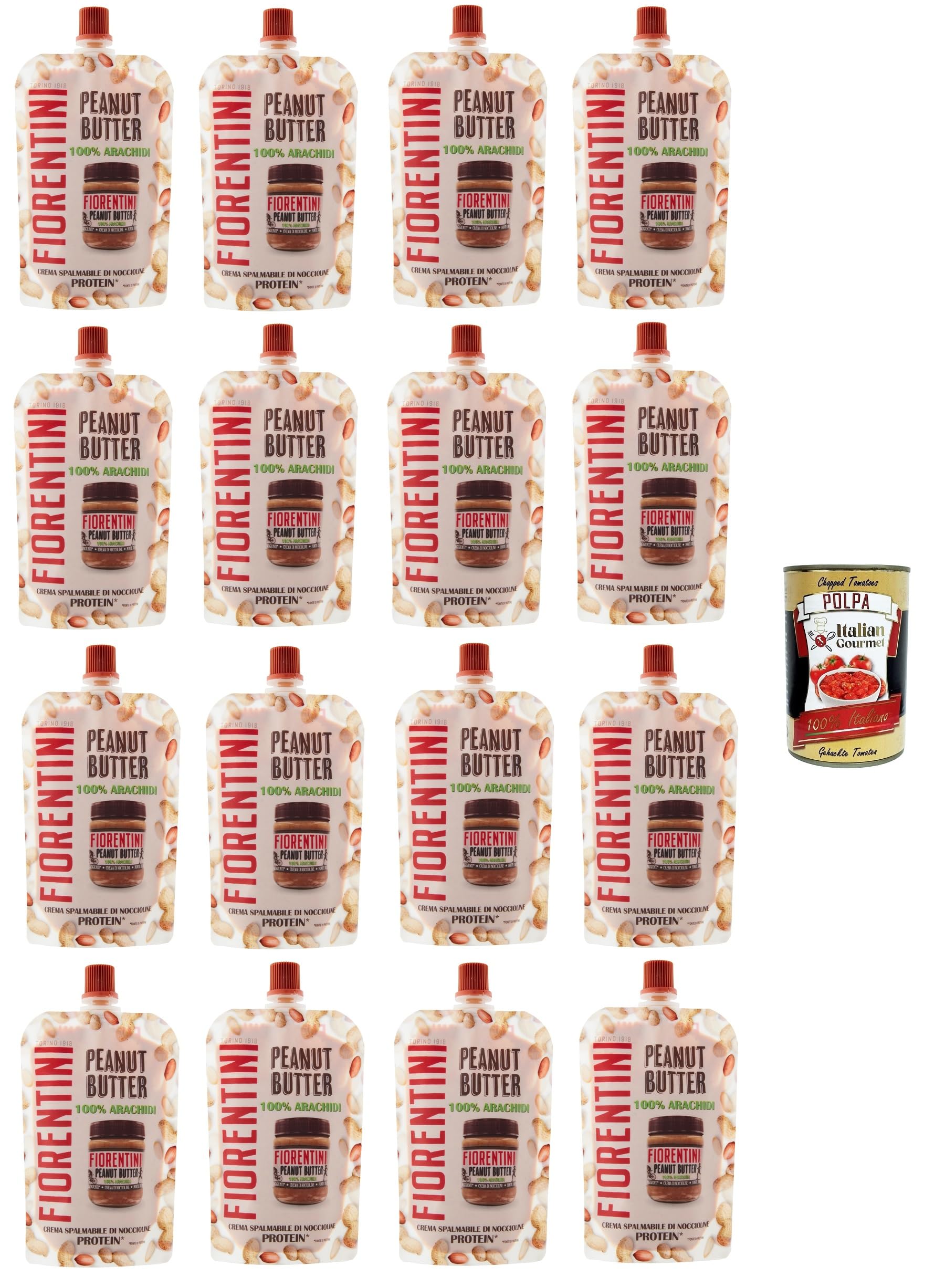 Italian Gourmet Crema di Arachidi 100% Mantequilla de Cacahuete Bolsas 16 x 100 g