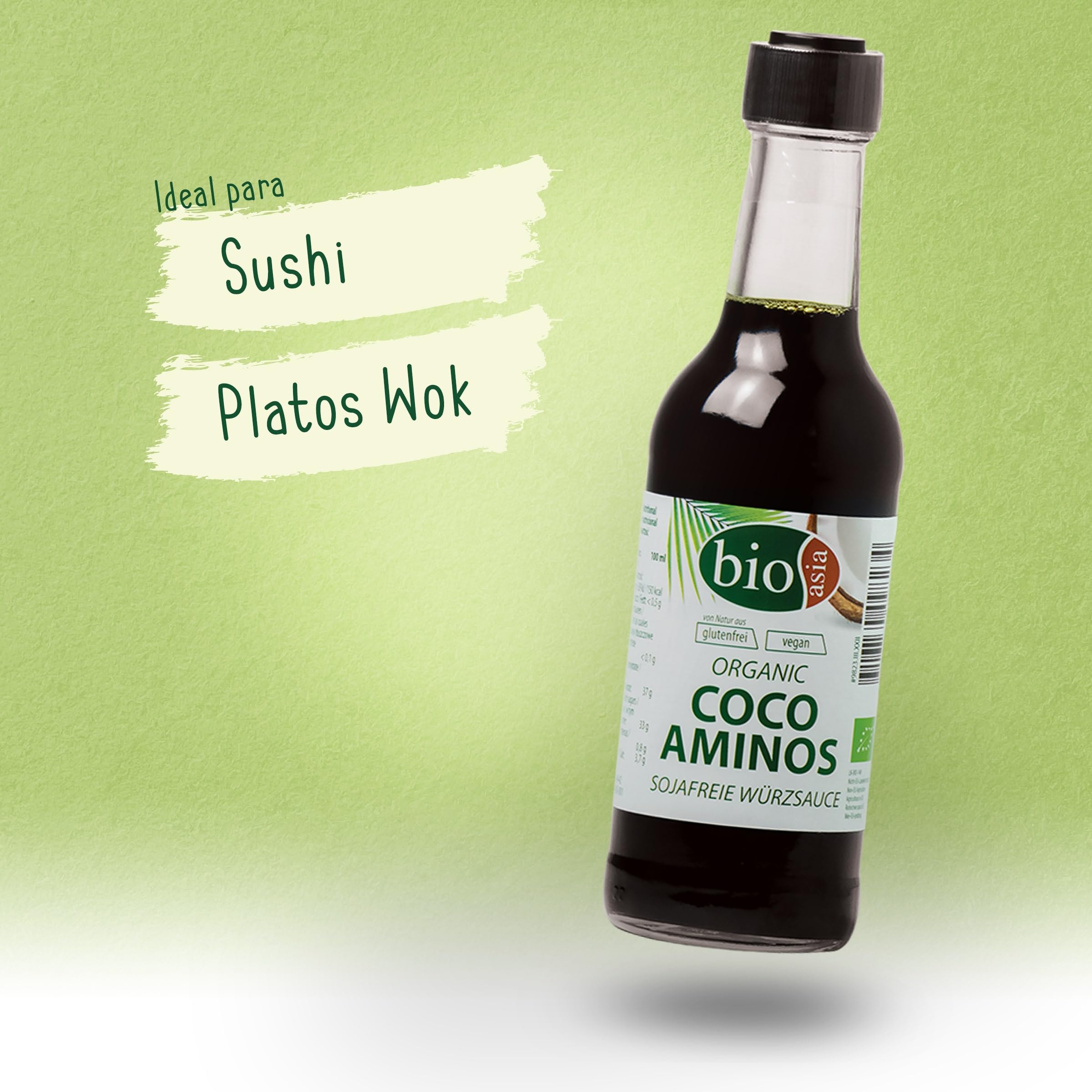 BIOASIA Salsa Coco Aminos Ecológica, salsa de coco sazonada sin soja, naturalmente sin gluten y vegana, 1 x 250 ml