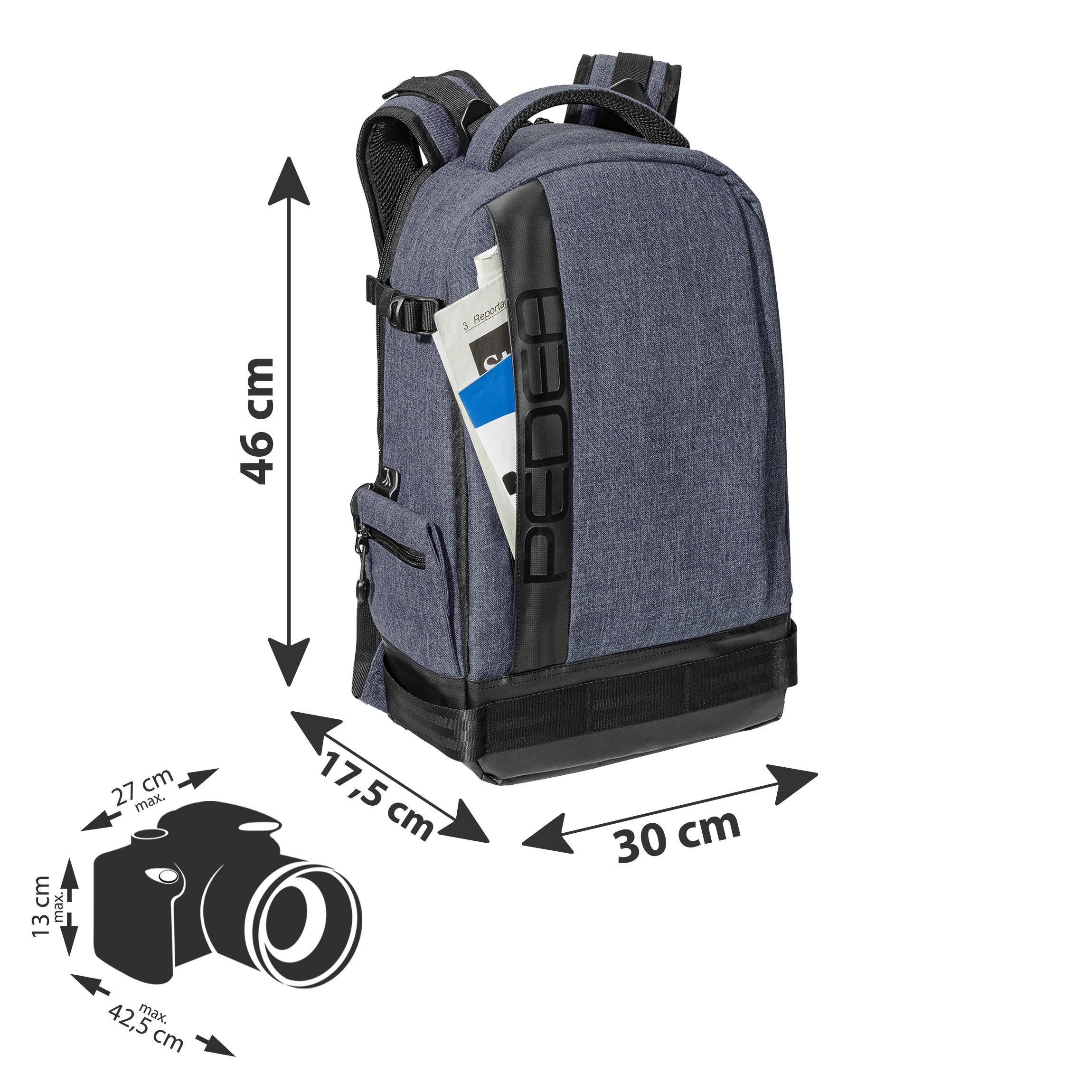 Pedea DSLR Camera Backpack Fashion Photo Backpack for SLR Cameras with Waterproof Rain Cover and Variable Inner Layout (Backpack, Grey