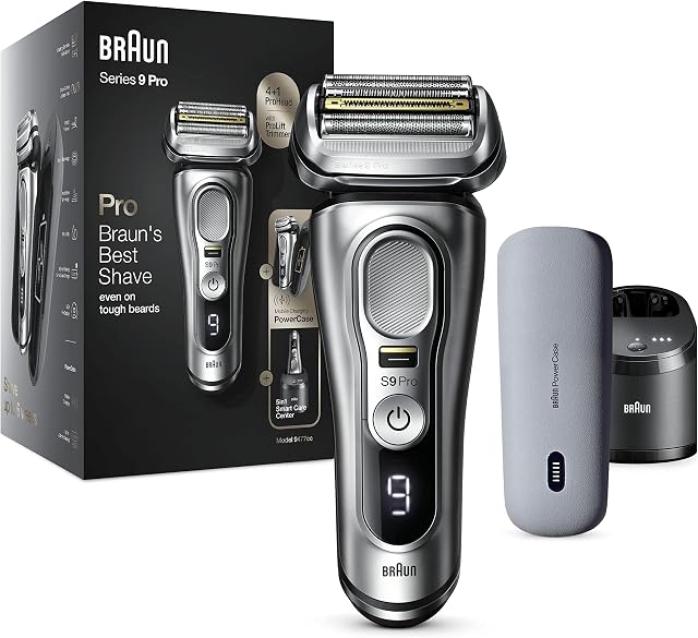 Braun Braun Series 9 Pro Golarka Męska z Głowicą Tnącą 4+1, Czarny/Srebrny, 5 ostrzy