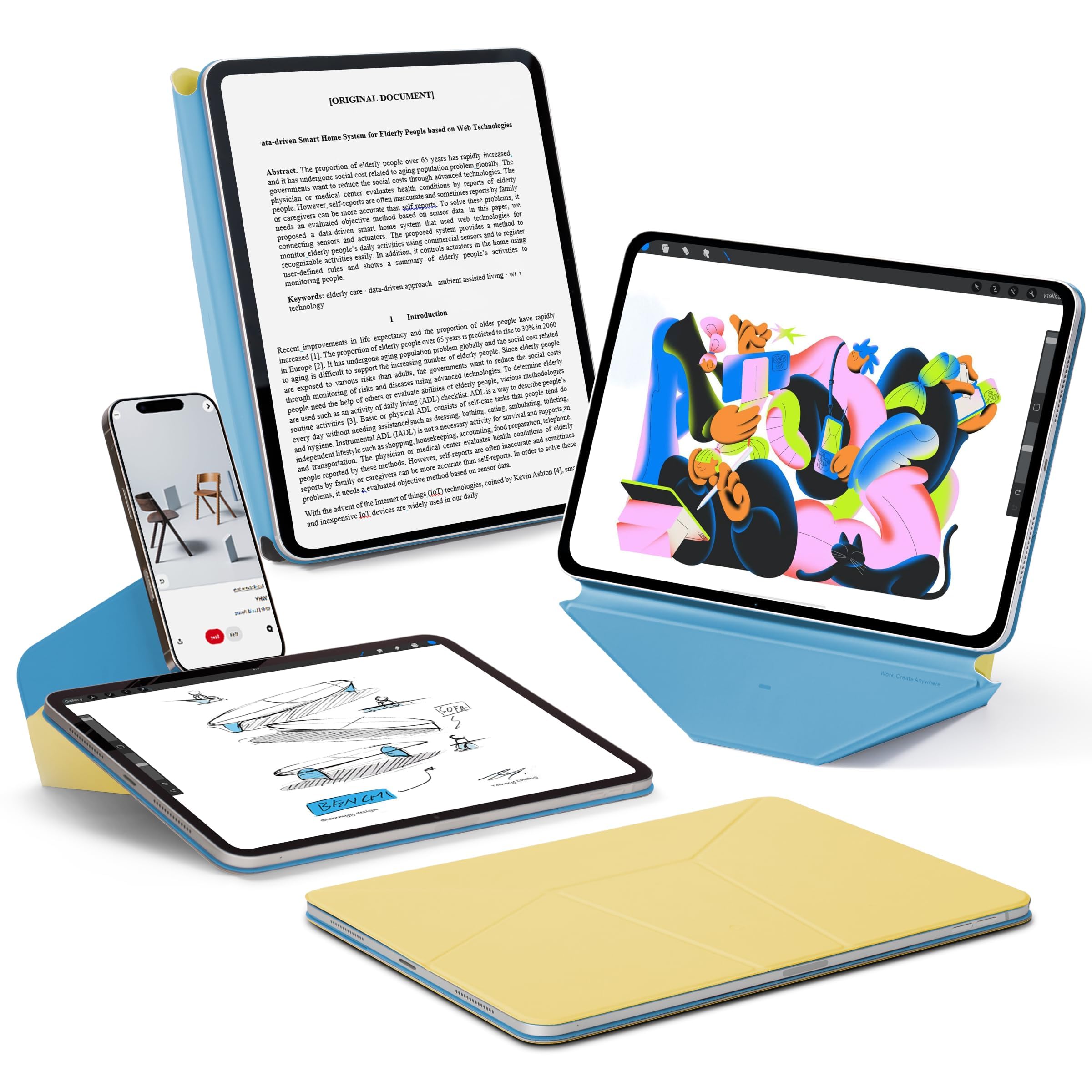 MOFT Dynamic Folio Case for iPad mini 7th A17 Pro &amp; iPad mini 6th A15 | 20+ Viewing Angles | Unltr-Thin | Slim | Seamless Snap-on | Magnetic Stand | Portable |Two Tone | Auto Wake/Sleep