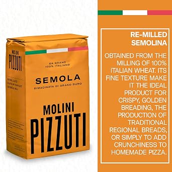 Molini Pizzuti Remilled Durum Wheat Semolina Semola Rimacinata 1kg Bag Ideal for Fresh Pasta, Rustic Bread, Pizza Crust & Artisan Baking