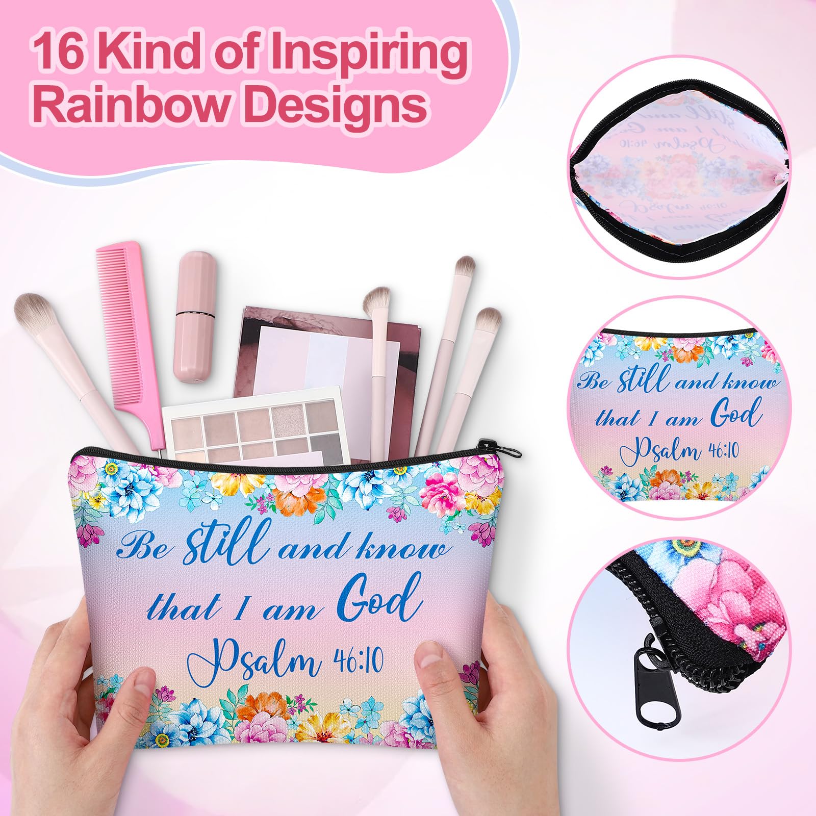 Canvas Cosmetic Bags with Pocket Compact Mirrors