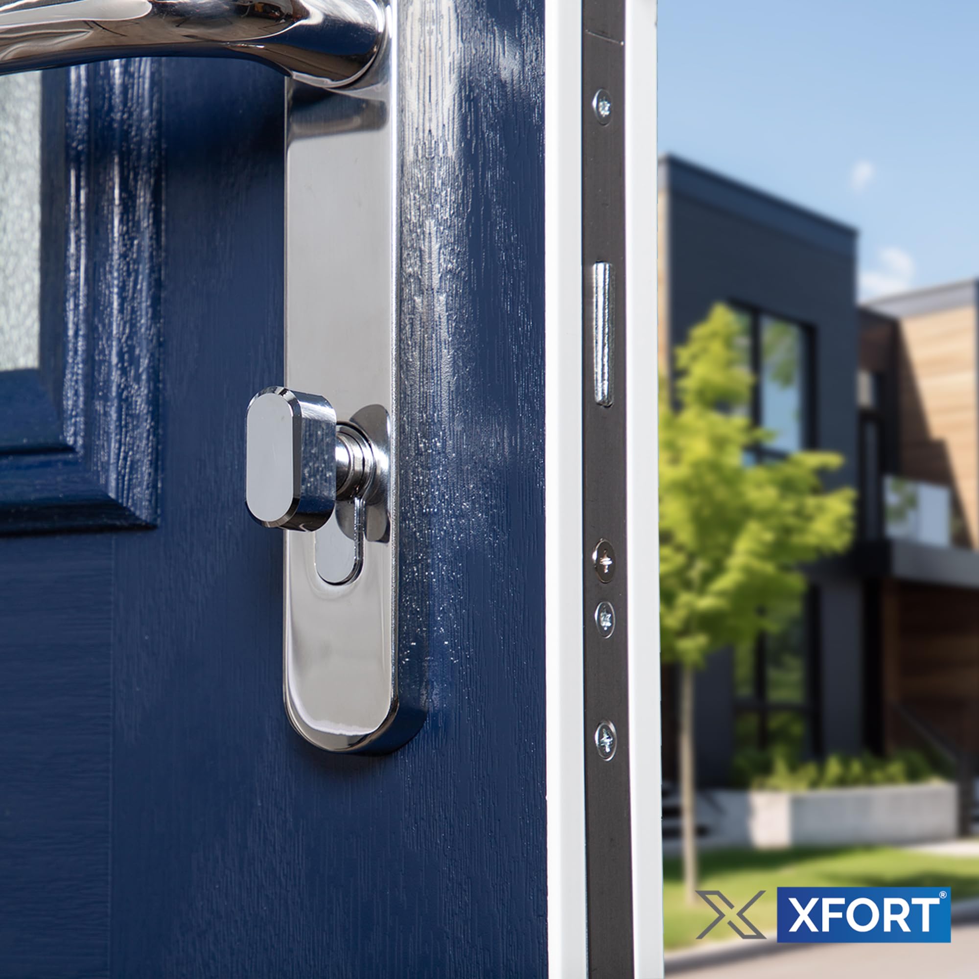 XFORT COLOSSUS | Cylindre avec Bouton Européen 3 Étoiles Chrome Poli 50EX/40T (90 mm), Barillet Anti-Casse de Norme TS007, Verrou de Porte d’Entrée uPVC.