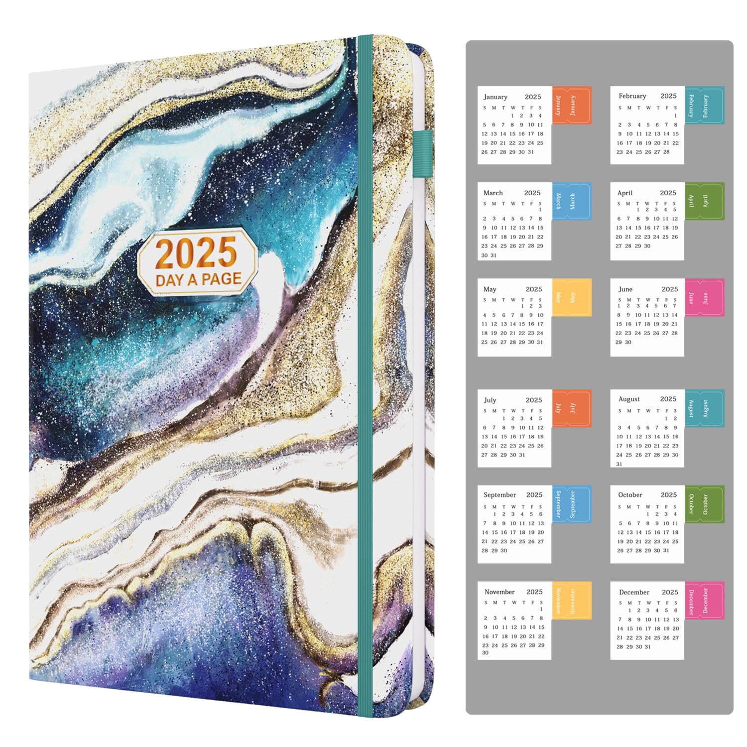 Agenda Accademica 2025 A5 - Copertina Rigida, Un Giorno Per Pagina, Con Penna E Tasca - Foto 10