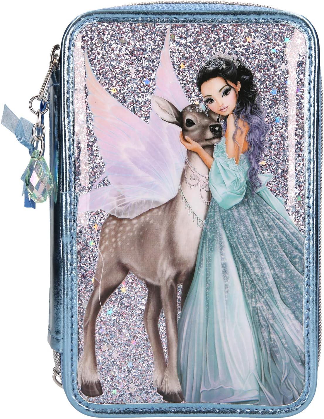 DepescheFantasy Model Iceprincess 10690 Pencil Case with 3 Zips, Approx. 7.5 x 13 x 20 cm, Blue, blue, Cartoon
