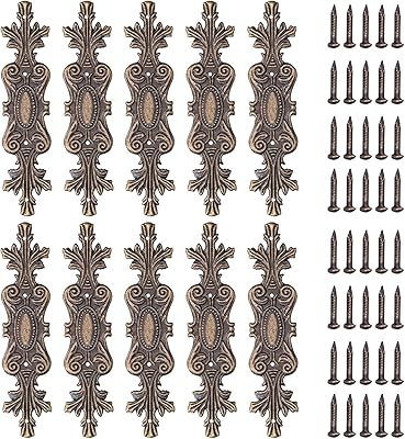 HERCHR Retro Carved Furniture Edge Cover Guard, 10Pcs Antique Metal Box Corner Protector with Screws Decorative Wooden Box Corner Guard