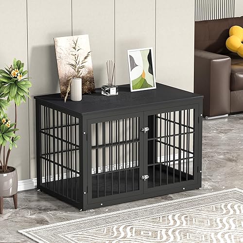 Miniatura 6 de Mueble de Jaula para Perros de Servicio Pesado de 48 Pulgadas para Perros Grandes, Mesa Auxiliar Decorativa Casa para Mascotas, Muebles de Jaula