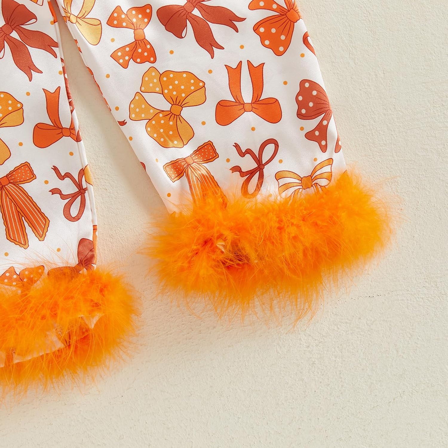 Kuriozud Toddler Girl Halloween Pajamas Pumpkin Silk Satin Sleepwear Little Girls Bow Pjs Baby 2Pcs Halloween Pajama Set - Image 7