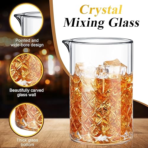 Miniatura 3 de Inbagi 4 vasos mezcladores de cóctel de 23.67 onzas, vaso de cóctel con fondo grueso, vasos de cristal de mezcla estable para bebidas, barman en