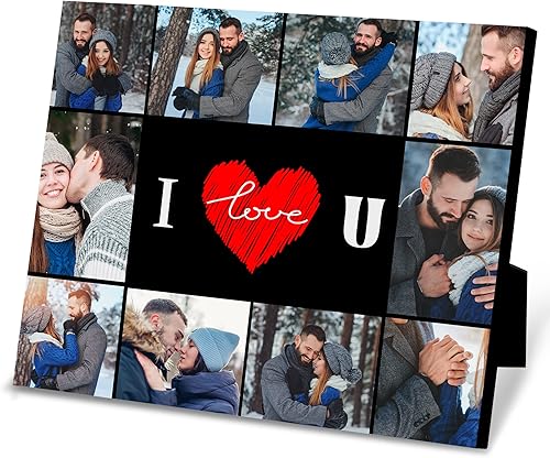 DIYKST Marcos de fotos personalizados con texto en inglés "I Love You" para parejas, regalos de boda personalizados para parejas, regalos de