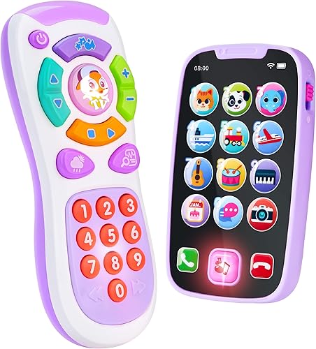 Vista 11 de JOYIN Juguetes de teléfono inteligente para bebé, teléfono de bebé con control remoto con música, juguete de aprendizaje, regalos de cumpleaños