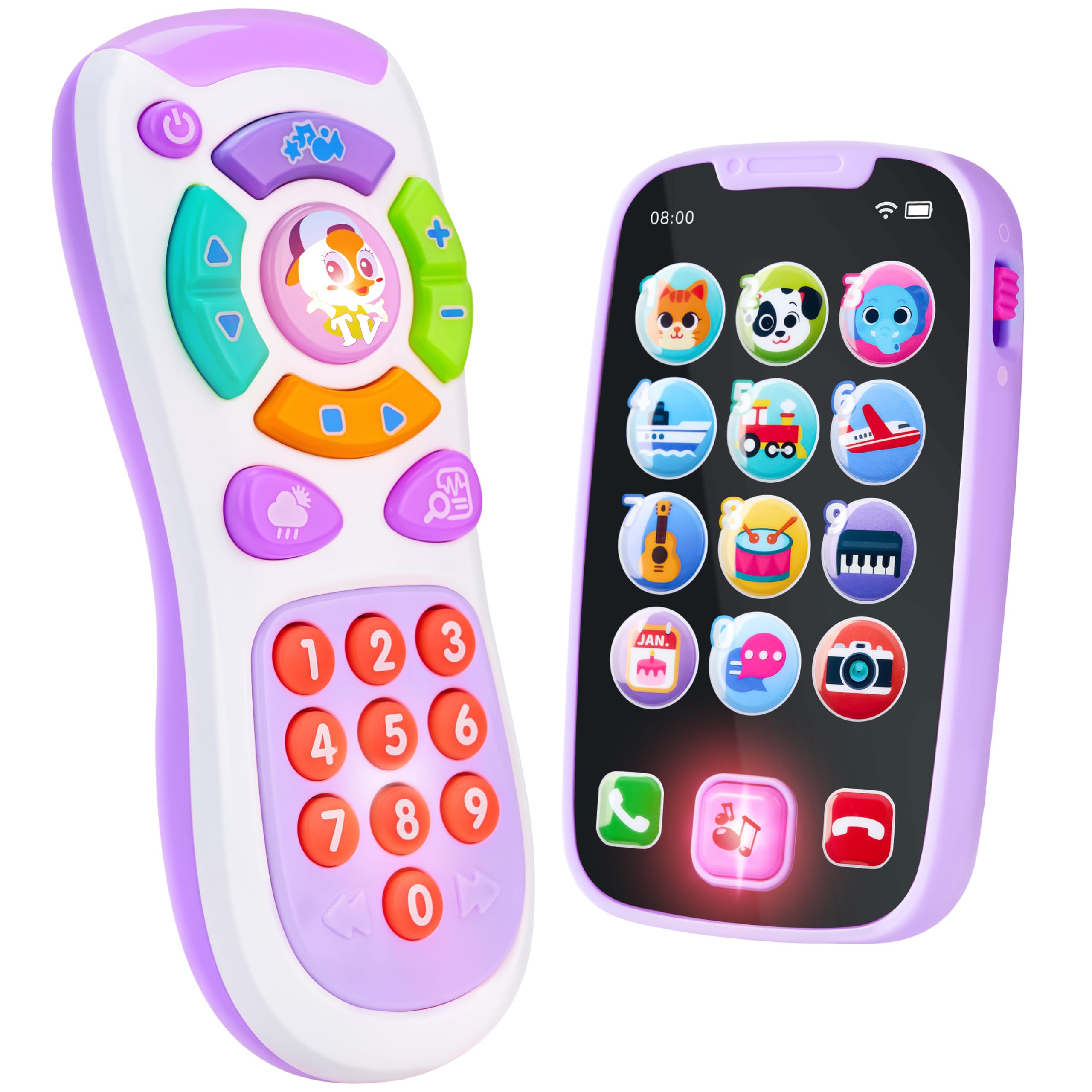 JOYIN Baby Learning Phone and Remote Toy for Toddler, Fun Smartphone Toys with Music for Infants, Boys or Girls, Holiday Stocking Stuffers, Kids