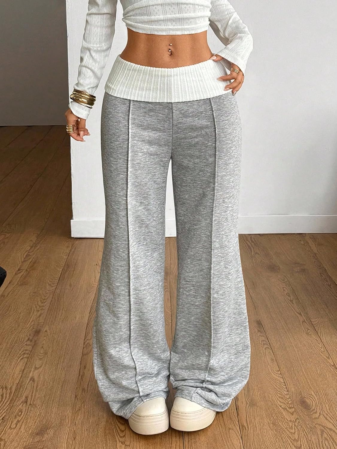 Women's Wide Leg Sweatpants Women High Waisted Baggy Pants Casual Pull on Y2k Straight Pants