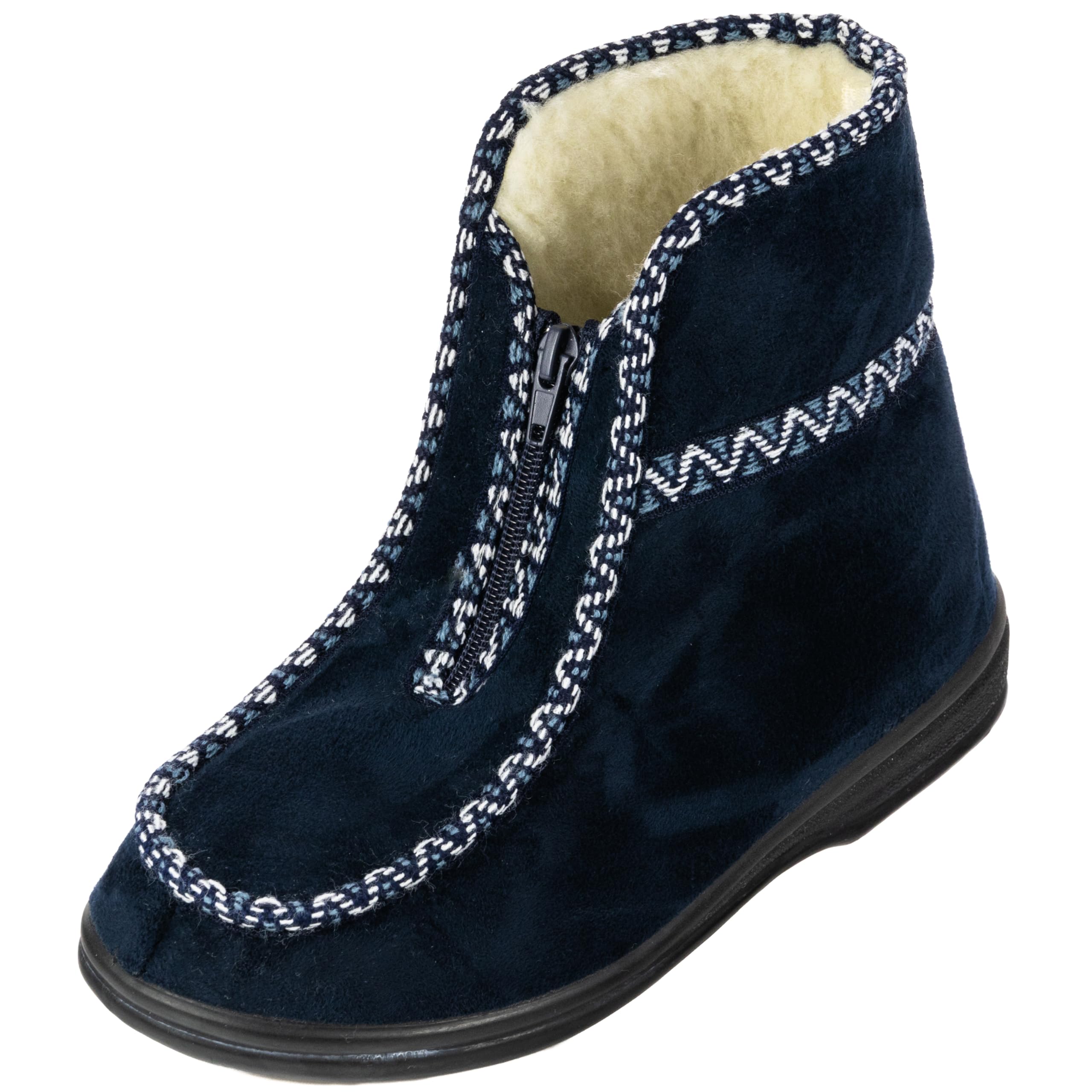 APREGGIO Women's Slippers - Warm, Comfortable with Zip, Wool Felt & Wool Filling, for Indoor and Outdoor Use, Winter Slippers