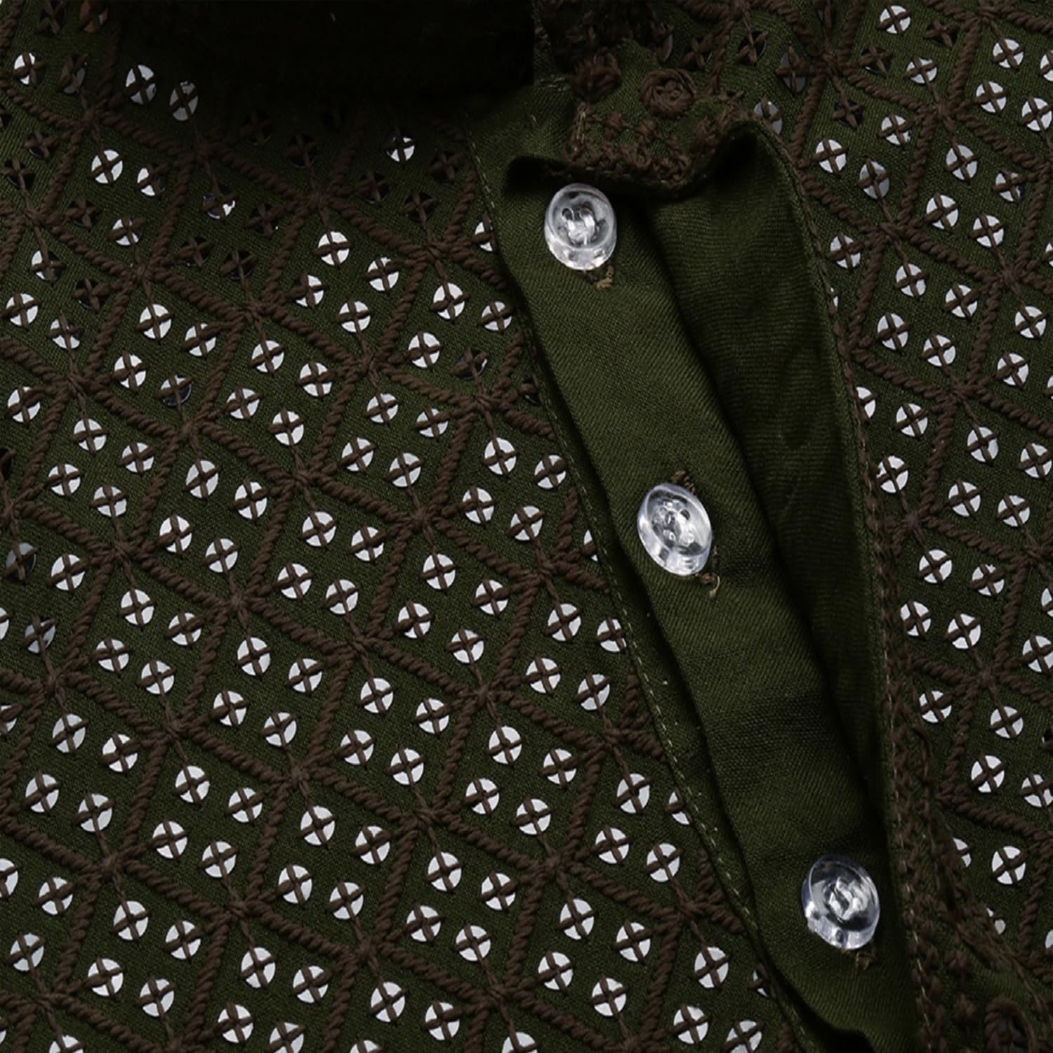Sanwara Dapper & Dazzling Boys Solid Olive Green Chikankari with Sequins Cotton Trendy Kurta (6-7 Years) 4