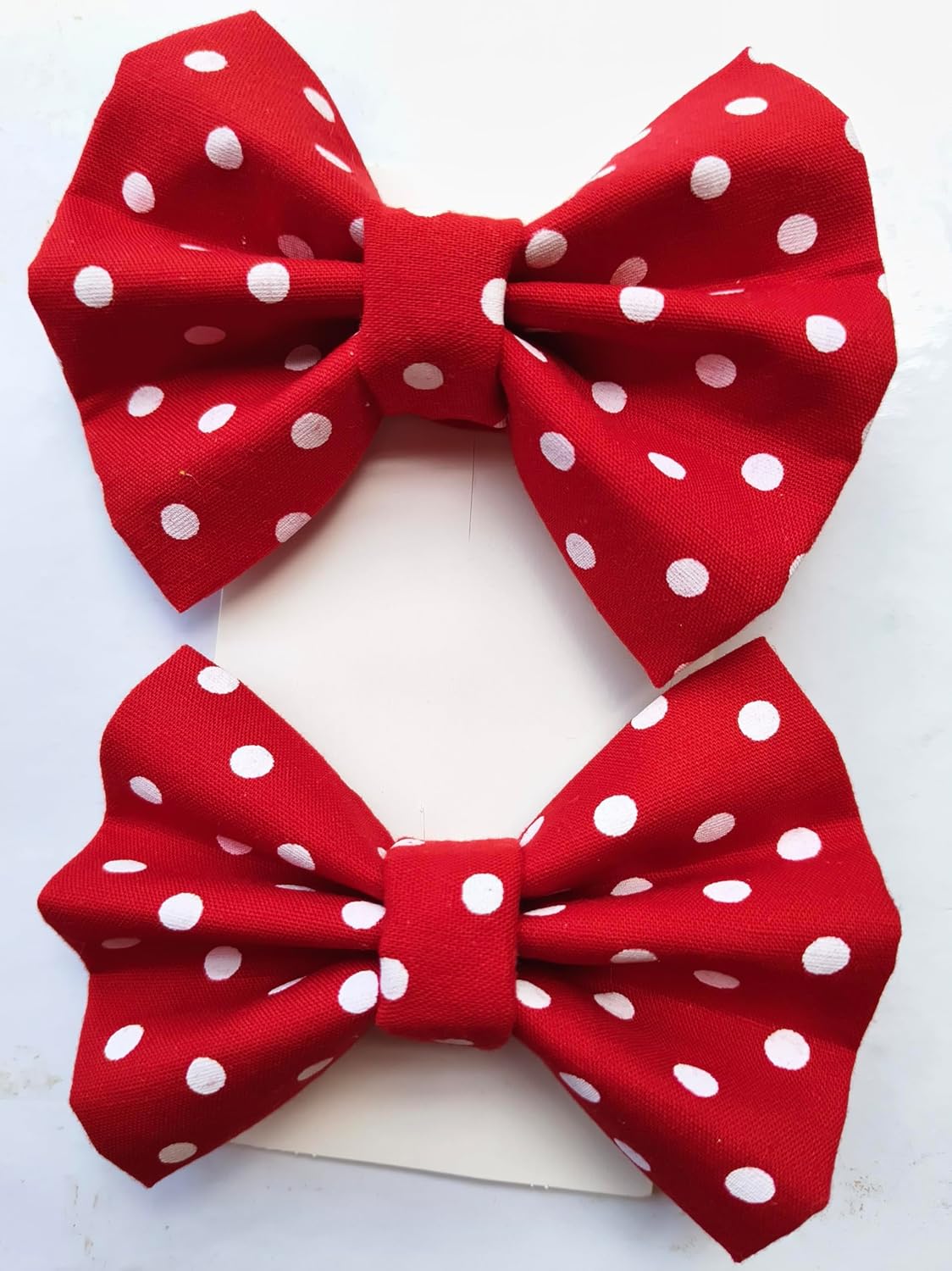 Red Polka Dot Hair Bow Clip For Girls And Women- Staylish Fabric Hair Accessories (Set Of 2)