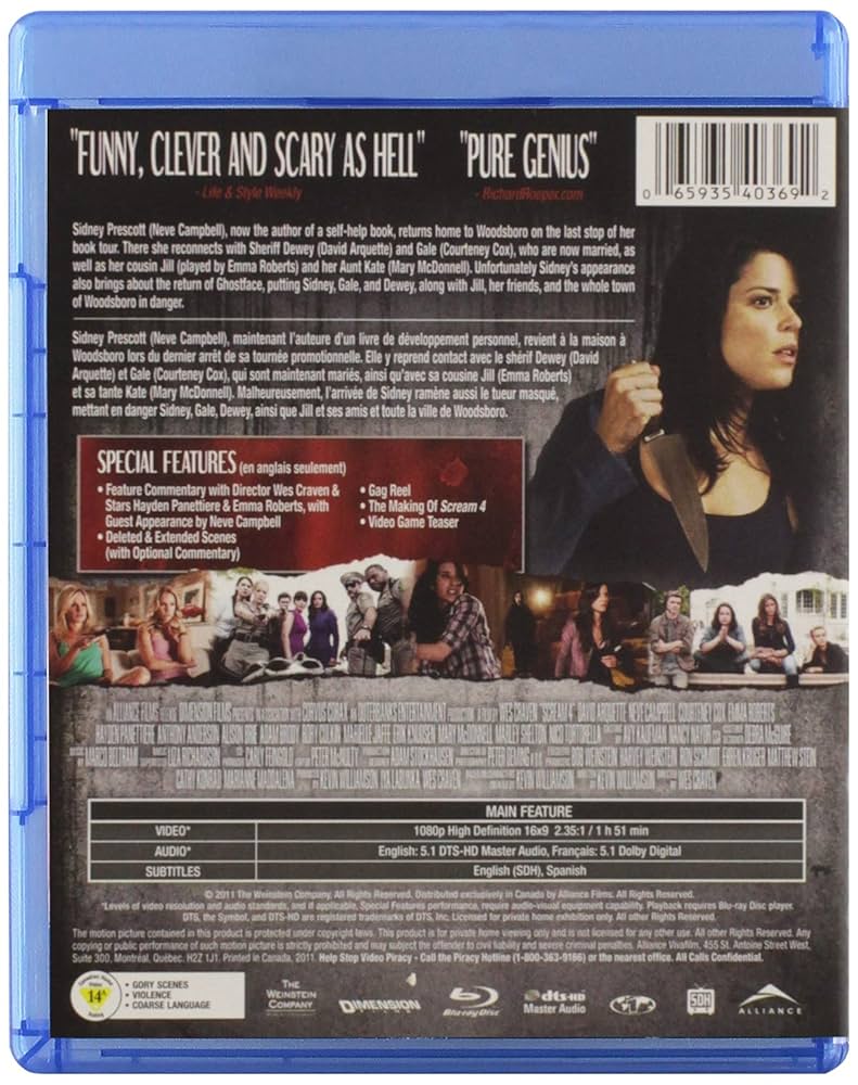 Amazon.com: Scream 4 (Blu-ray) : Neve Campbell, Courteney