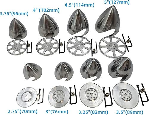 Miniatura 7 de Hélice de metal giratorio de diámetro 2.756 in-5.000 in CNC Plane Spinner para motor de gasolina DLE DLE20 DLE30 DLE55 DLE111 DLE222 RC Airplane