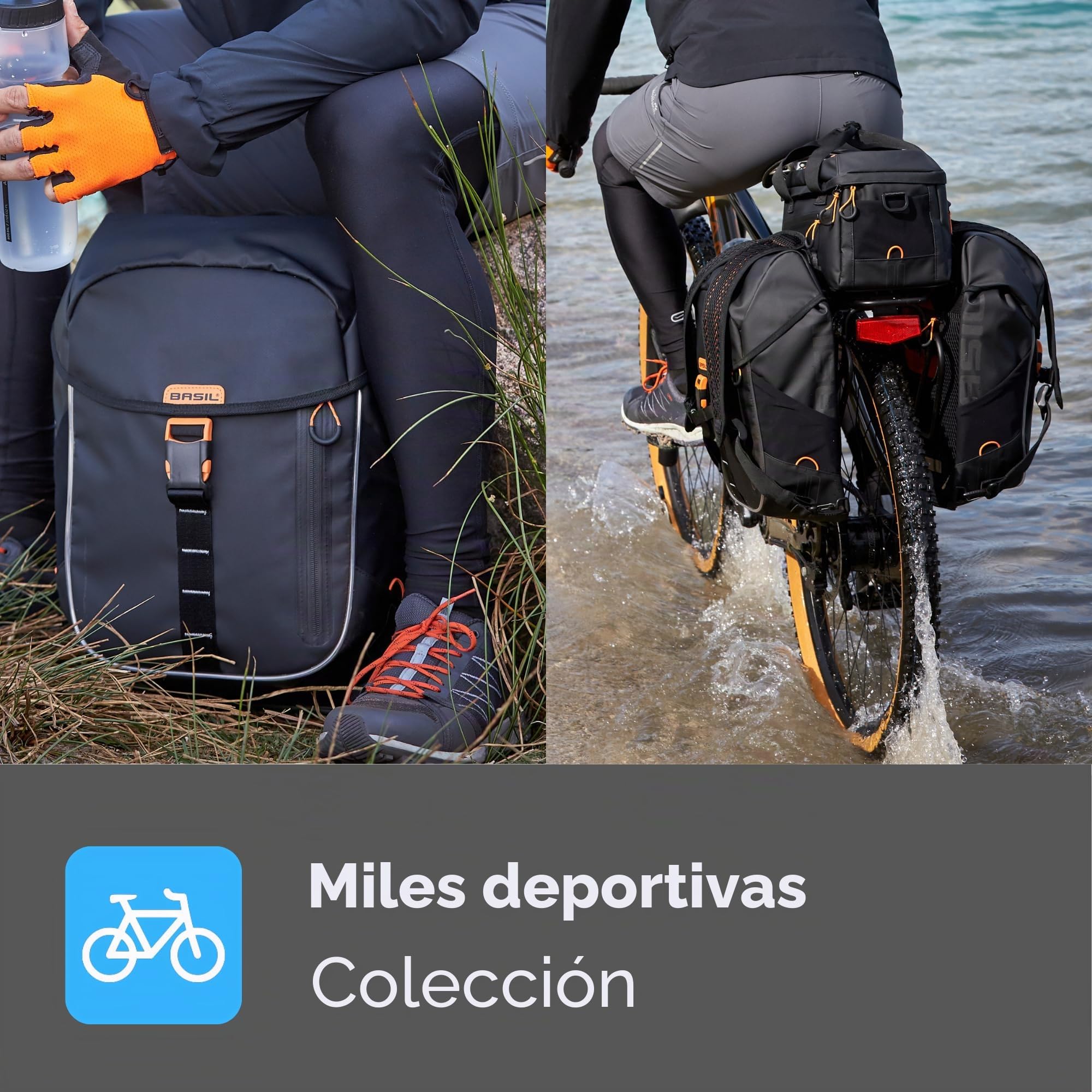 Basil Miles Mik Borsa portapacchi, Unisex Adulto, Ardesia Nera, 9-36L