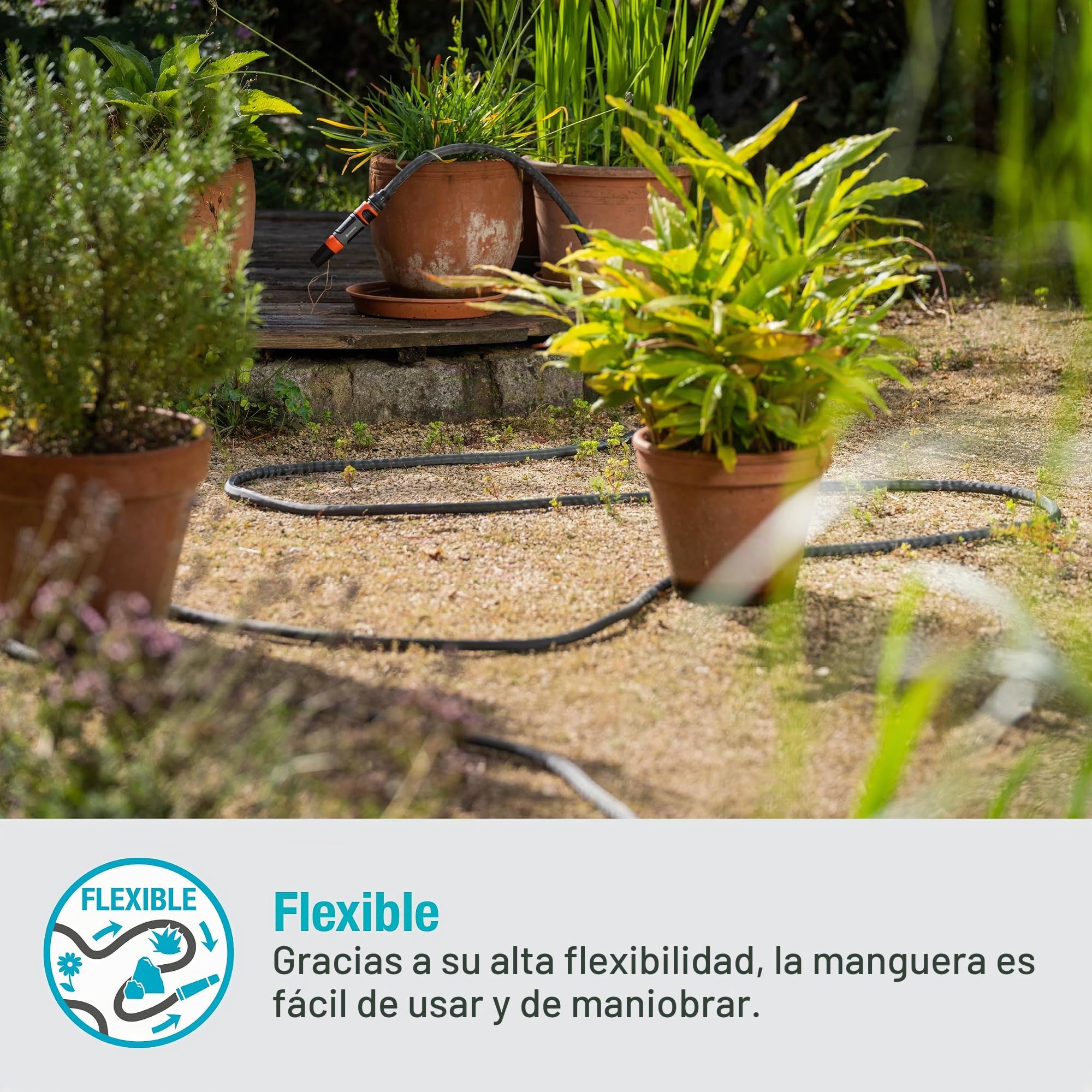 Gardena manguera textil Liano Life 1/2 pulgadas, 30m: Manguera de jardín de tejido textil muy flexible, con manguera interna de PVC, sin dobleces, ligera, resistente a la climatología (18457-20)