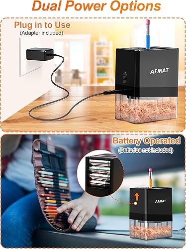 Miniatura 4 de AFMAT PSA8 - Sacapuntas eléctrico totalmente automático, sacapuntas de colores pequeños, sacapuntas manos libres para lápices de 0.315 in, bueno