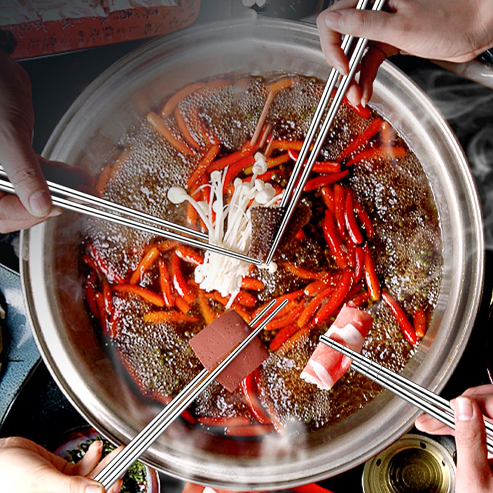 Bacchette Lunghe In Legno Per Cucina - 4 Paia, 12,5 E 15 Pollici, Per Pentole Calde E Fritture - Foto 5