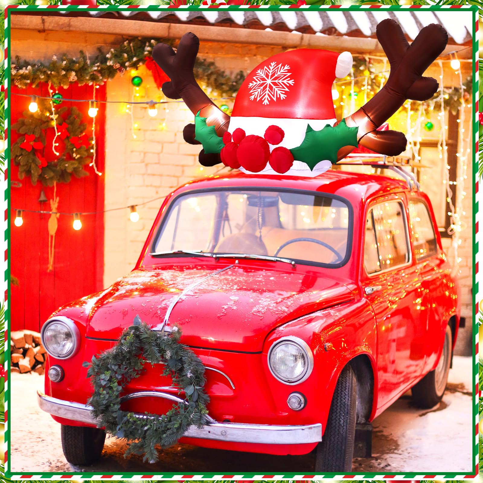 dress up your car for christmas Rudolph Car Costume Christmas Deer Antlers & Red Nose for Truck SUV Decor