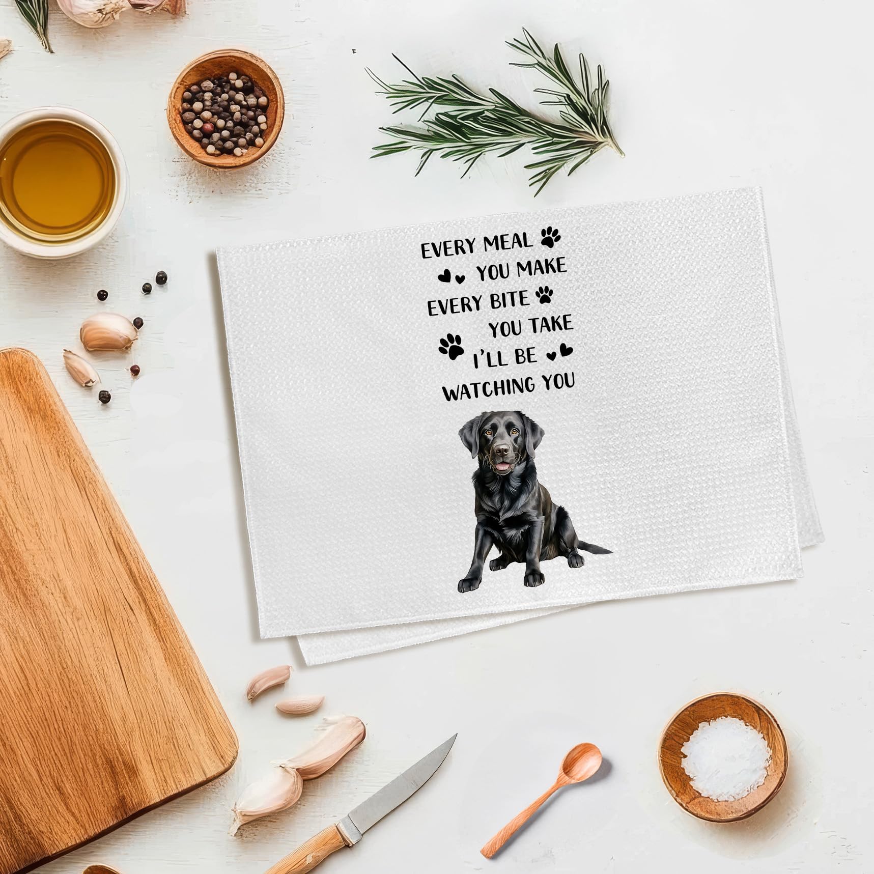 Black Lab Gifts Dog Kitchen Towels, Labrador Retriever Gifts Hand Towel, Funny Every Meal You Make Decorative Tea Dish Towels for Kitchens, Black Labrador Retriever Dog Kitchen Decor, 16x24in