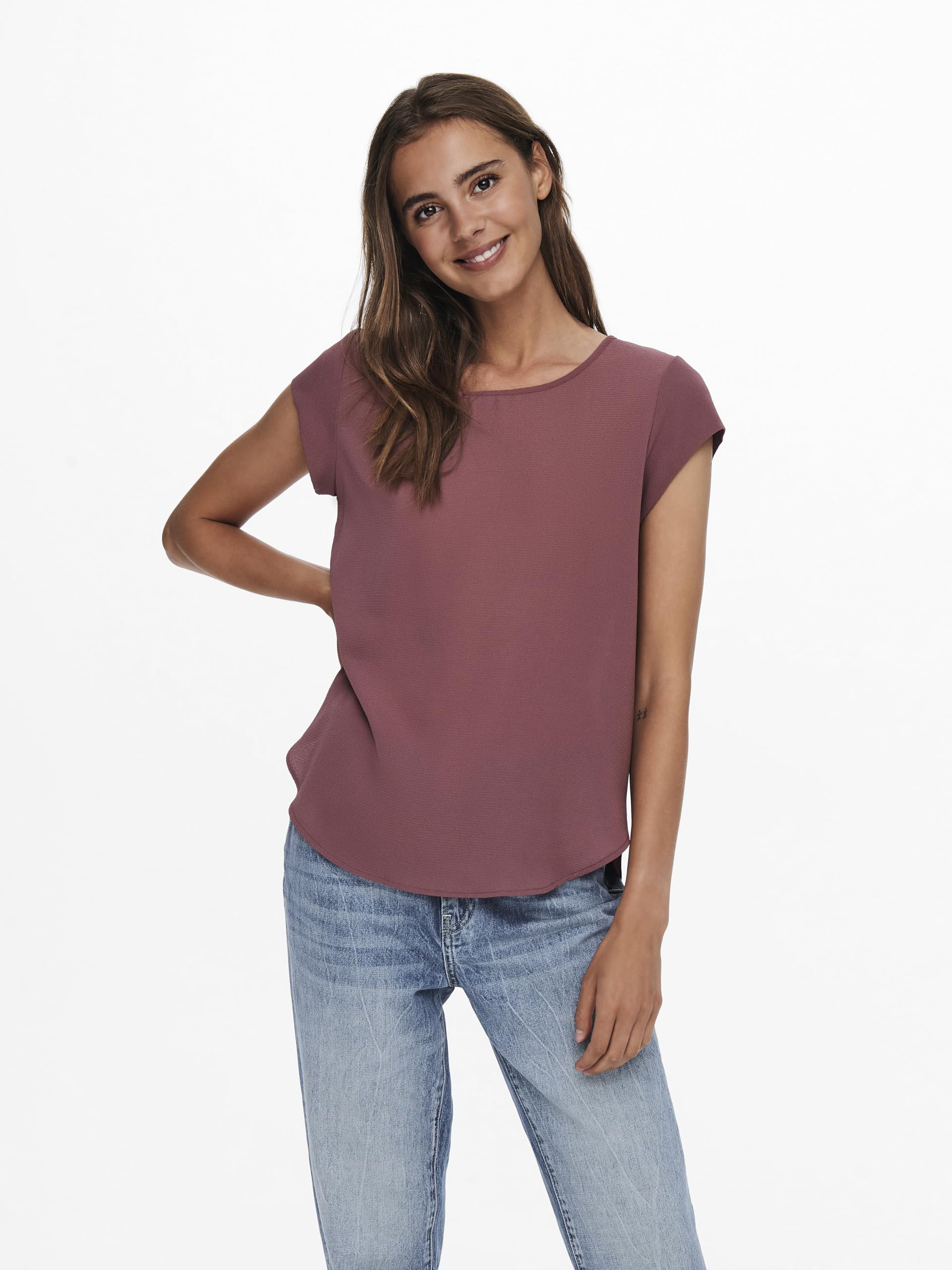 ONLY Onlvic S/S Solid Top Noos Wvn T-Shirt Donna