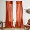 Bright Orange Linen Curtains 90 Inch Long 2 Panels Set for Bedroom Living Room, Soft Linen Textured Window Drapes Semi Sheer Light Filtering Rod Pocket Back Tab Morden Style 52x90