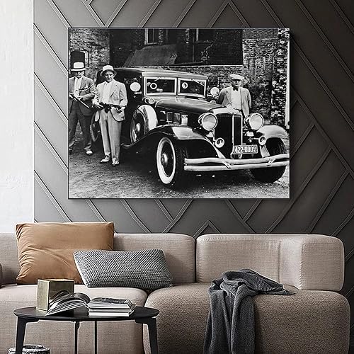Miniatura 2 de Arte de pared de gángster, ametralladora de auto, foto antigua en blanco y negro, arte retro para pared, pósteres en lienzo, impresiones para sala