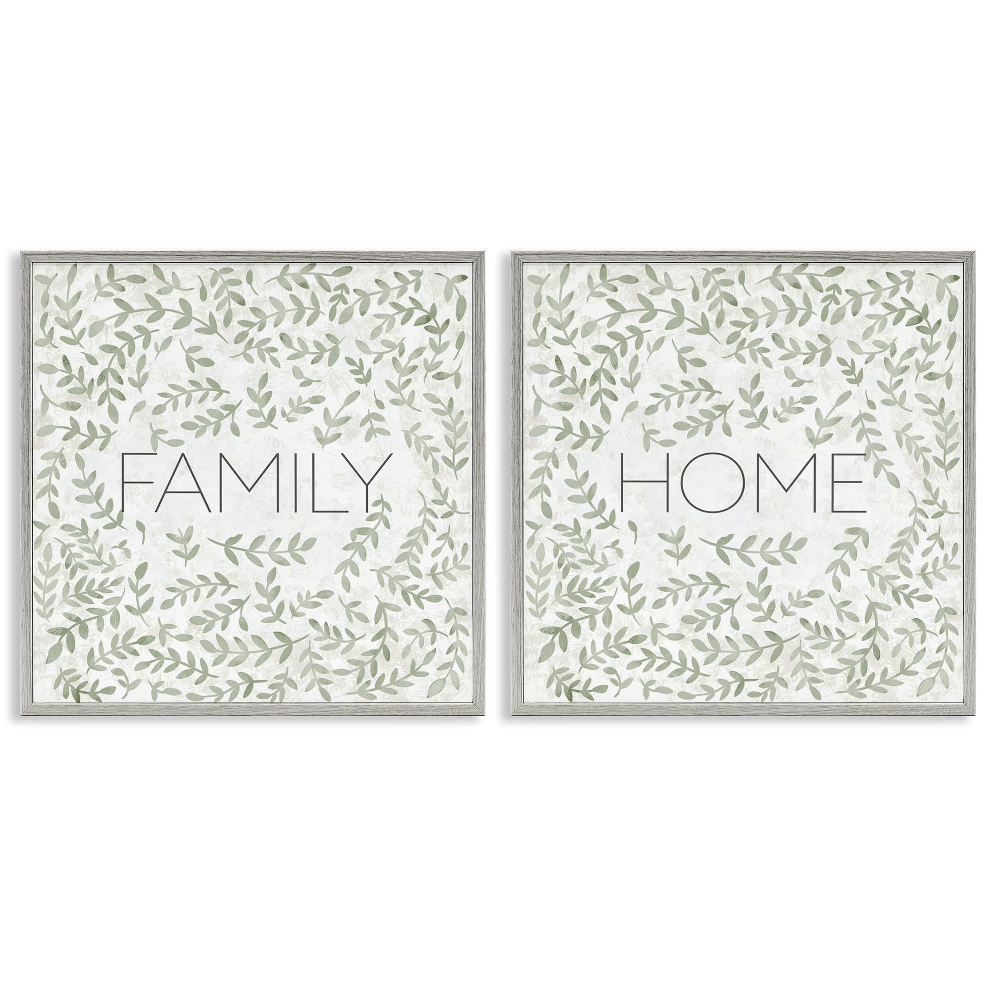 Stupell Industries Family Home Typography Ivy Curved Ivy Sprigs Family Phrases, 17 X 17 Inch Framed Giclée Print Set
