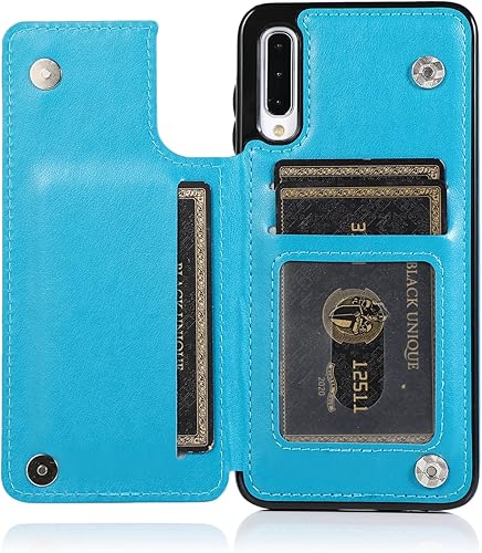 Vista 32 de Funda de teléfono para Samsung Galaxy A50 con protector de pantalla de vidrio templado y tarjetero con soporte para tarjetero, accesorios de cuero