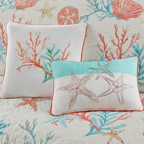 Miniatura 4 de Madison Park Cottage colcha con diseño costero, juego de cama para todas las temporadas, transpirable, fundas de almohada a juego, almohada