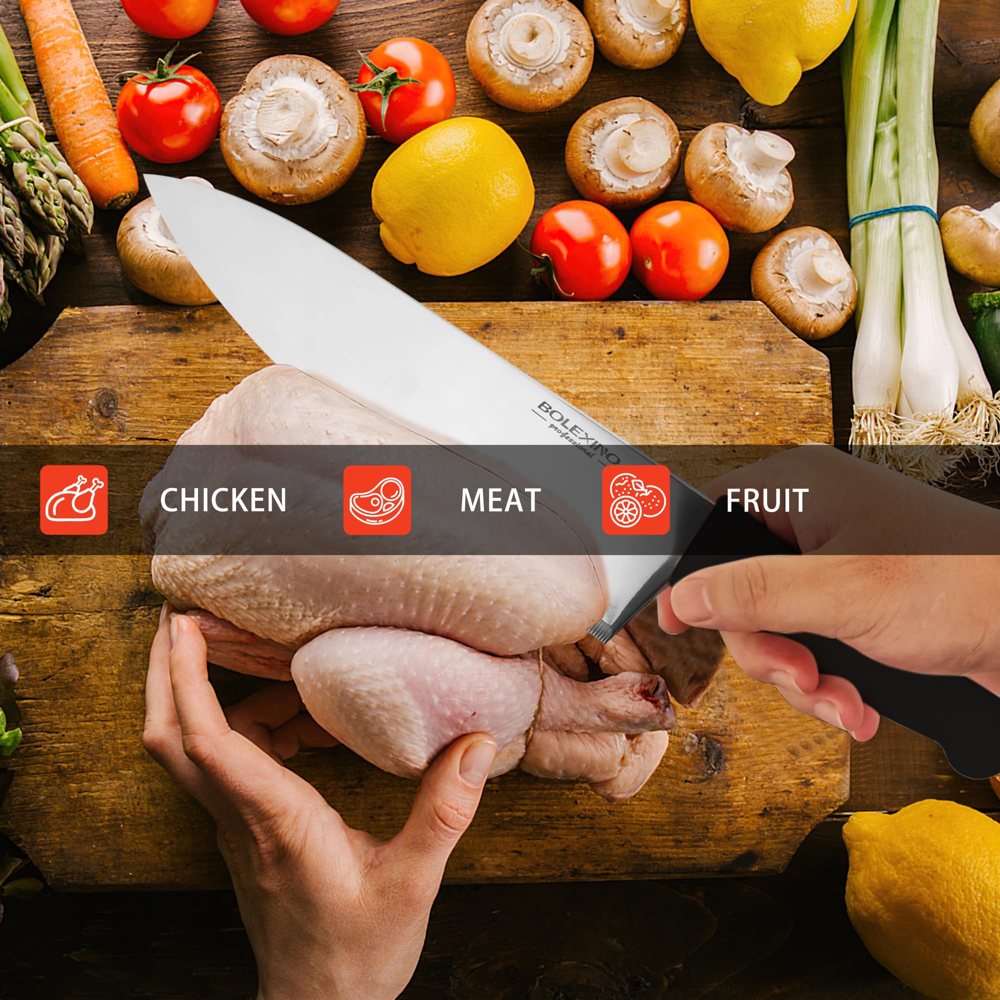 BOLEXINO 10" Chef Knife - High Carbon Steel -5