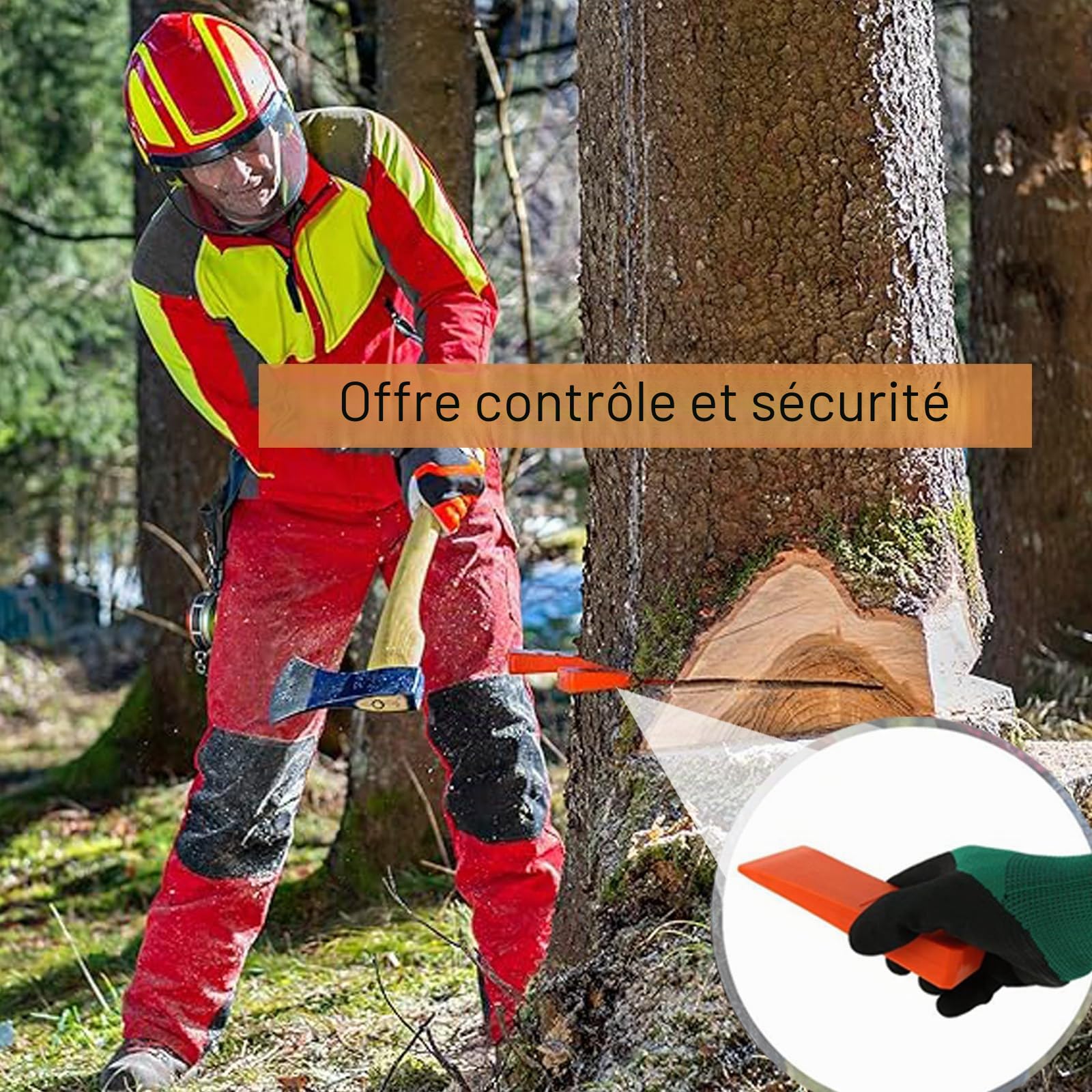 6 Pièces Coin D'Abattage pour TronçOnneuse avec Pointes pour un Abattage SûR, ABS Coins éclateurs pour jardinage avec Poche, Robuste et Durable, Outil Accessoire Pour Bûcheron (6 Pouces)