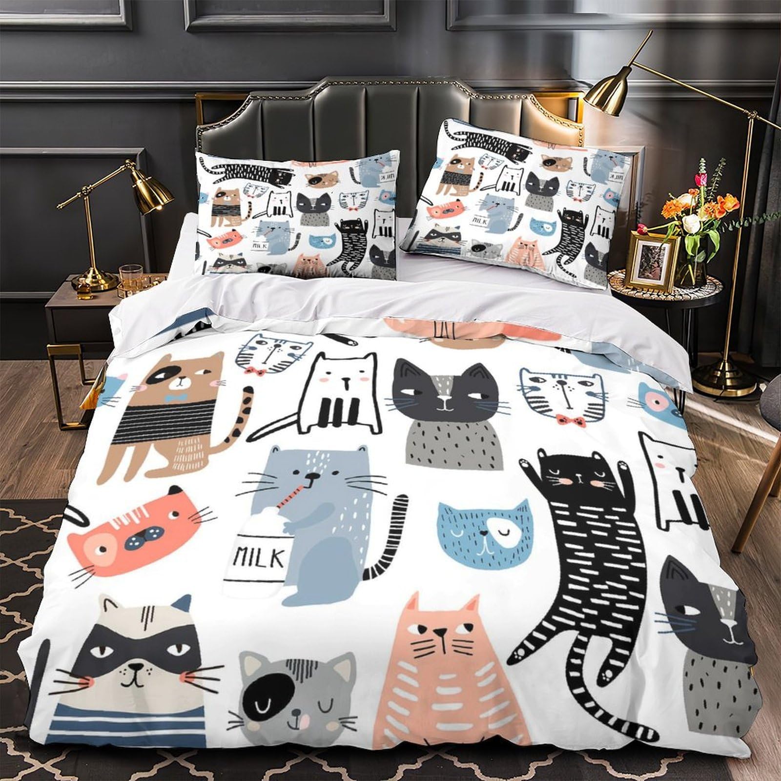 Housse de couette 220x240 chien mignon pour chambre fille et ado