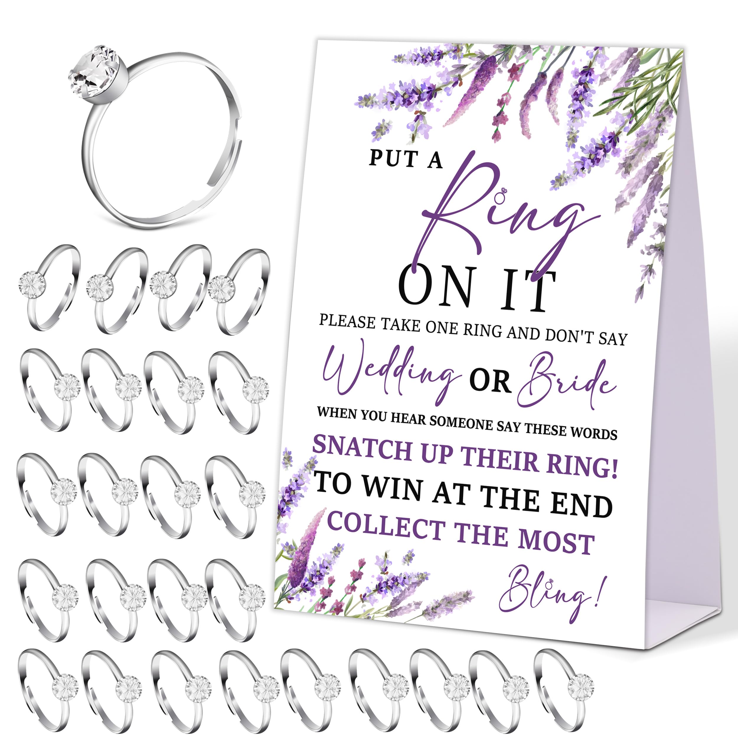Boho Wildflowers Don't Say Bride Or Wedding Game, Put A Ring On It Bridal Shower Game With 50 Fake Rings, Bridal Shower Decorations, Wedding Shower Or Bachelorette Party Supplies - 11