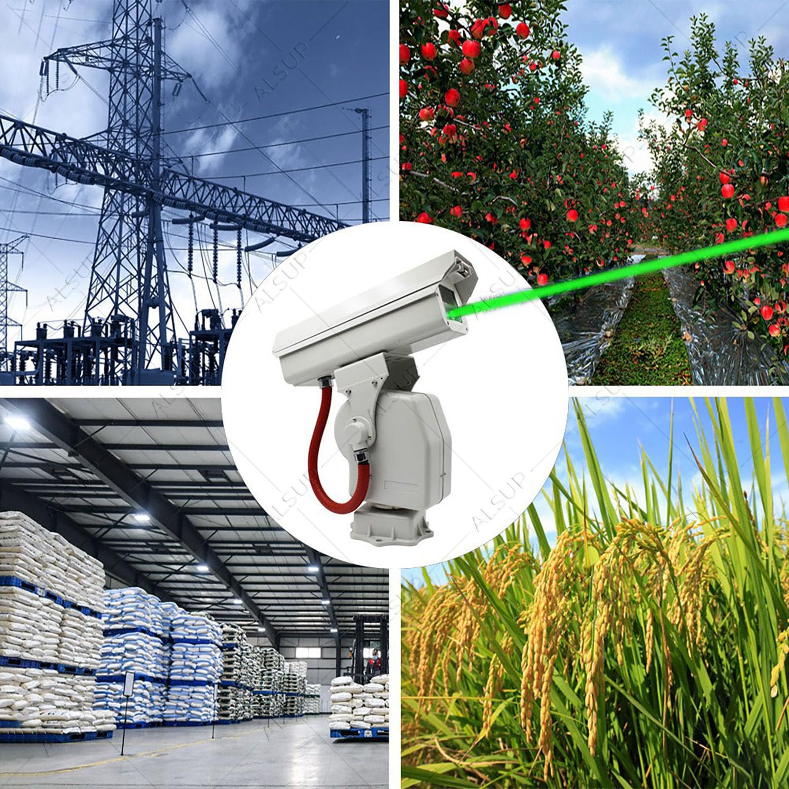 Laser-Vogelabwehr Mit App-Steuerung IP66 Wasserdicht, 360° Drehung 300 m² Reichweite, Humane Taubenabwehr Für Bauernhöfe Flughäfen Weinberge Geräuschlos B
