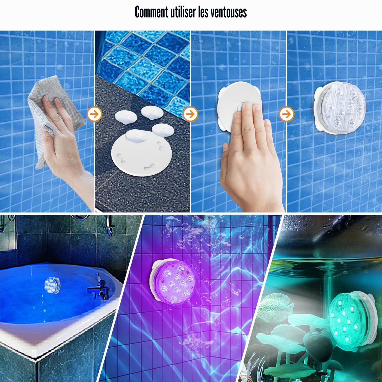 Lumière Piscine, Lampe Piscine Rechargeable Entièrement Scellée, Eclairage Piscine LED 25 Rgb Couleur, Étanche Ipx8 Éclairage Pour Plan D'Eau Convient Pour Jardin, Baignoire, Spa, Vase (1 Pc)