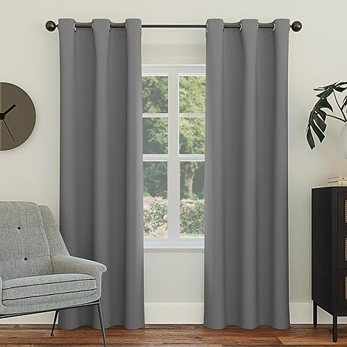 Sun Zero Easton Panel de Cortina Opaca con Ojales de Ahorro de Energía, 40" x 63", Gris, Gris