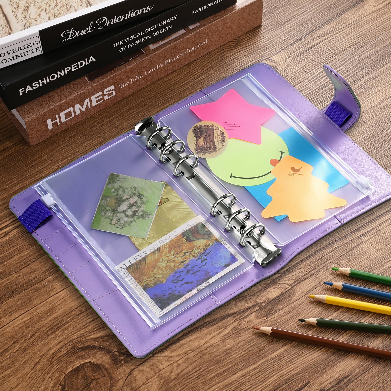 Bolsillos De Plástico Transparente Con Cremallera Para Carpeta De 6 Anillos, (1 Para Carpeta A5