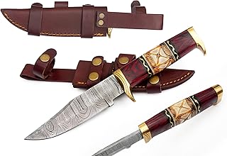 Handmade Fixed Blade Damascus Hunting Bowie Knife Camping Adventure knife with Leather Sheath outdoor Bushcraft Gift Knifes for Men - HANDCRAFT GOODS