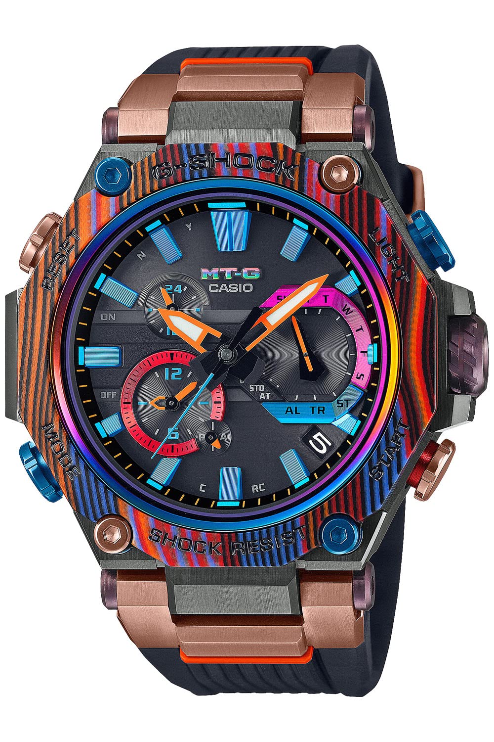 MTG-B2000XMG-1AJR Wristwatch, MT-G Bluetooth, Radio Solar, Dual Core Guard Construction, Limited Edition/Multi-Color Carbon Bezel, Resin Band Shipped from Japan 2021 Released