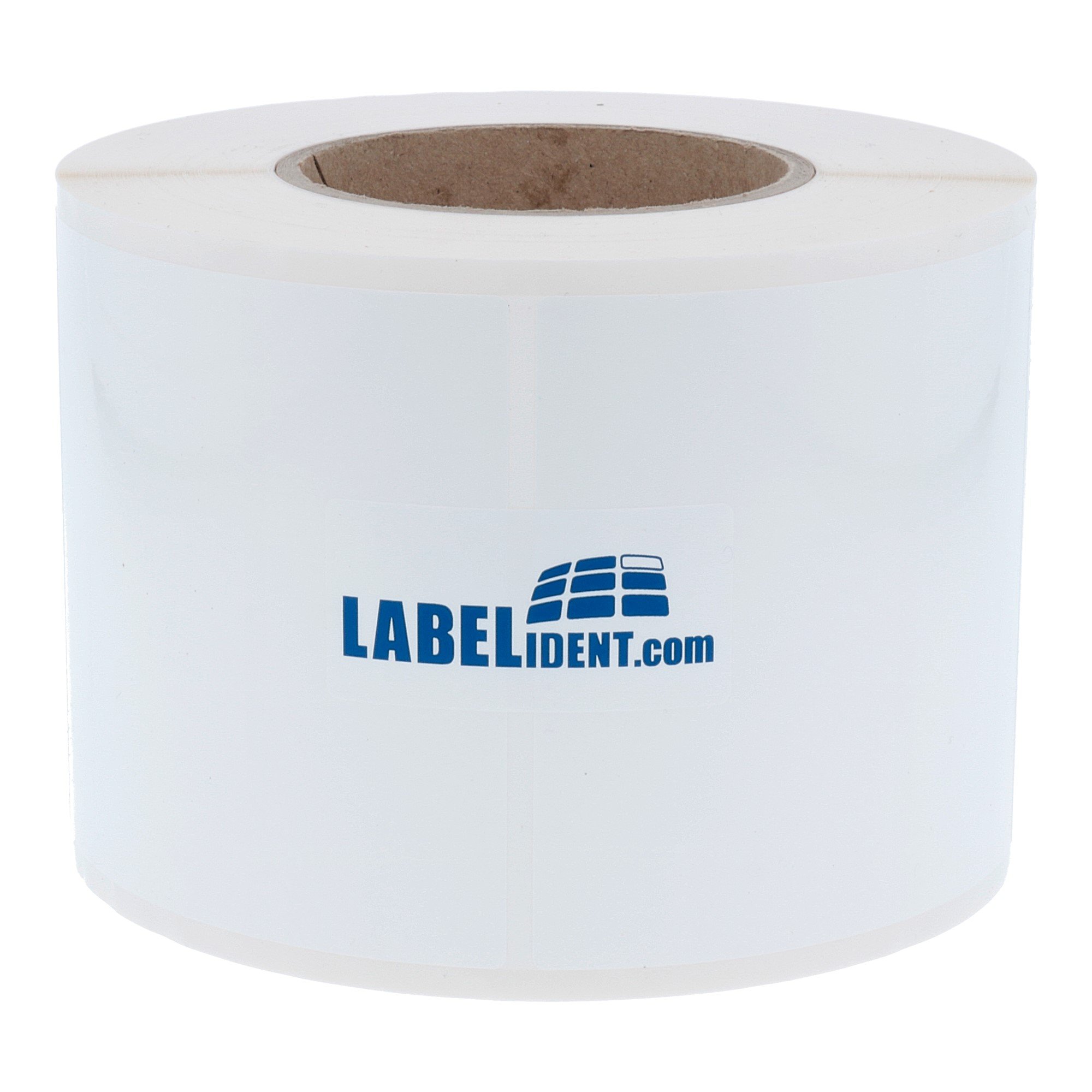 Labelident PE Etiketten weiß 100 x 100 mm - 4.000 Etiketten, 4 Rollen à 1.000 Folienetiketten, 76 mm Kern, stark selbstklebend, wasserfest für Thermotransferdrucker